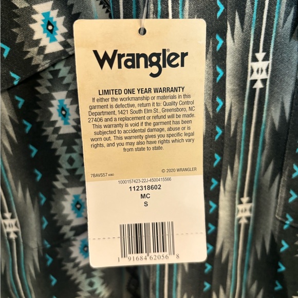 Wrangler Checotah Long Sleeve Western Snap Print Shirt Small - Picture 4 of 8